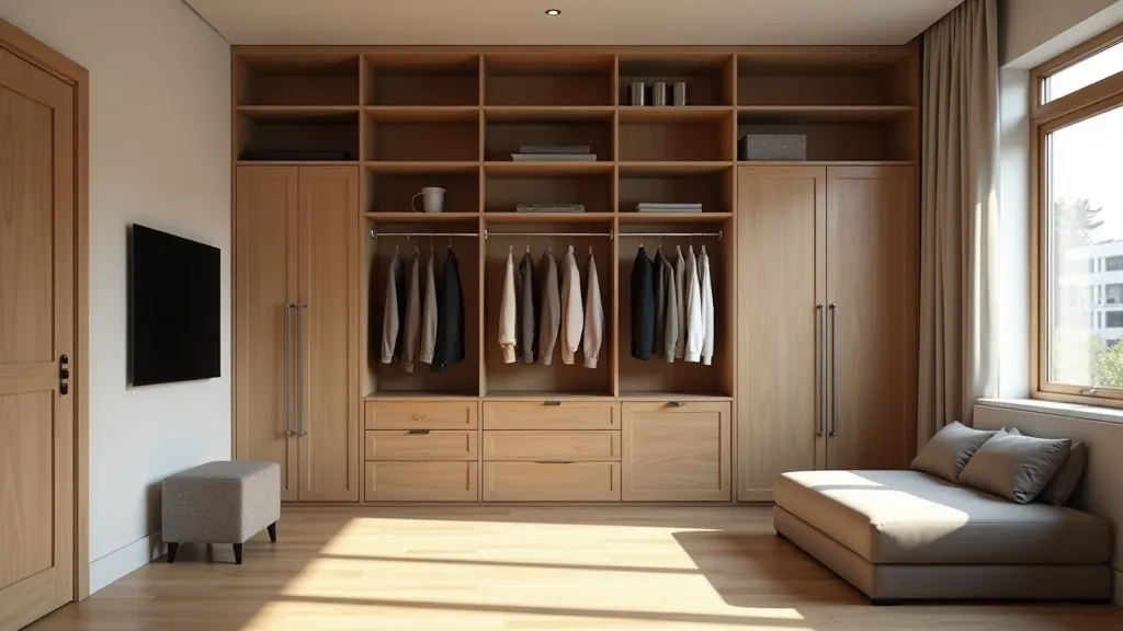 Professional closet storage system with organized shelves and custom solutions